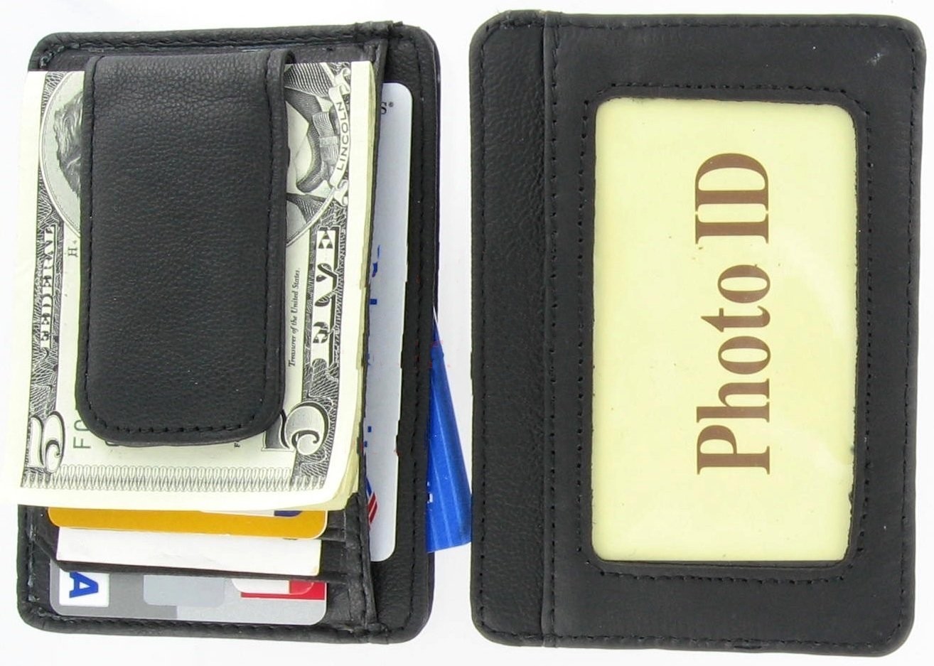 Mens Leather Wallet Money Clip Credit Card ID Holder Front Pocket Thin